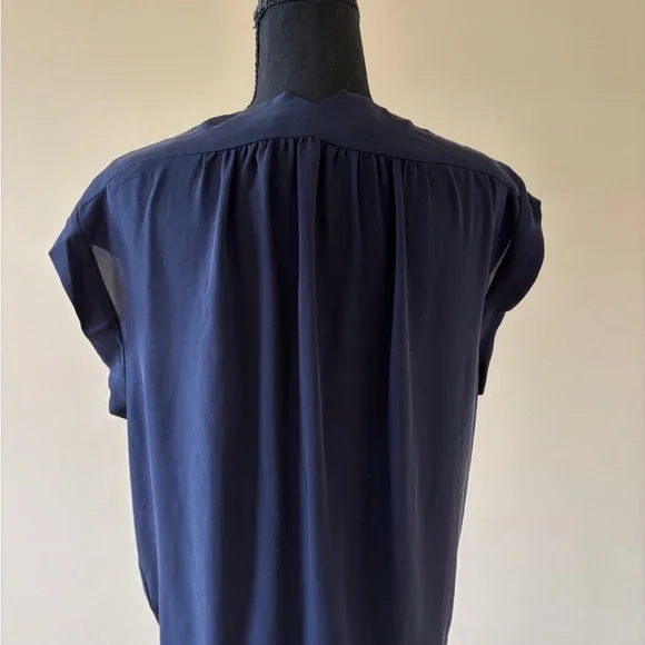 Halston Heritage Deep Blue Silk Draped Blouse - Picture 3 of 7